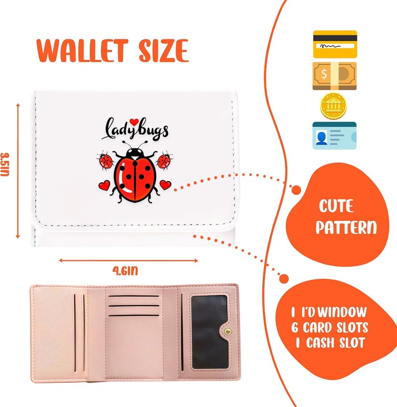 BJDAMAI Ladybugs Wallet For Teens Kids Girls Age 6,7,8,9,10,11,12, Small Slim Thin Mini Compact Women Wallet, Animal Lovers Gifts Stuff, Cash Card Coin Pocket Window For Female! - Image 2